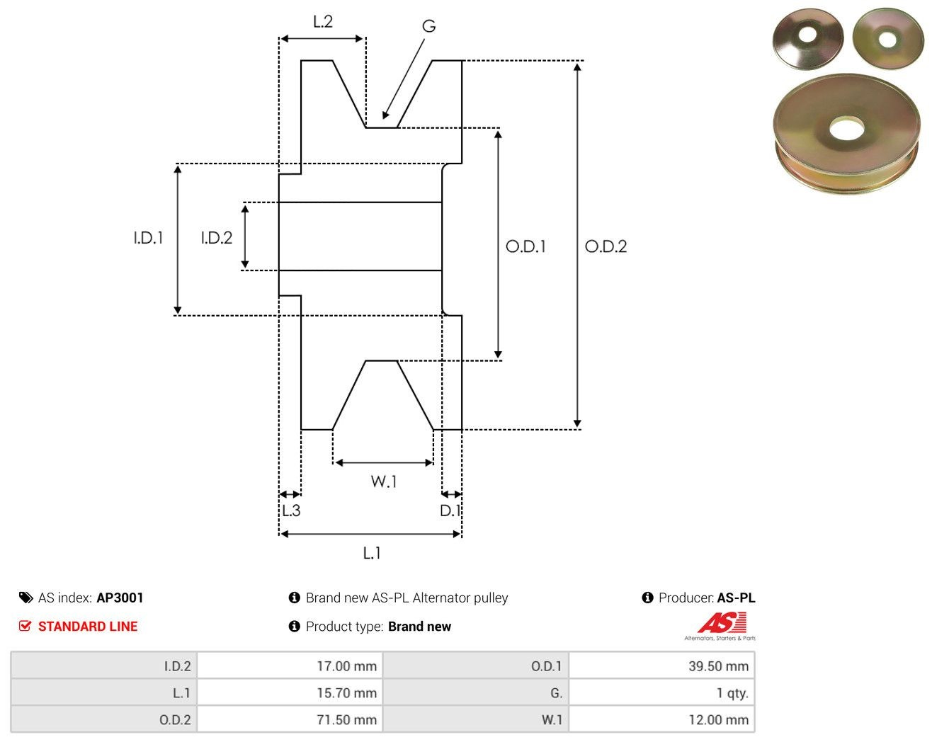 Koło pasowe alternatora do Opel Ascona C 84, 89
