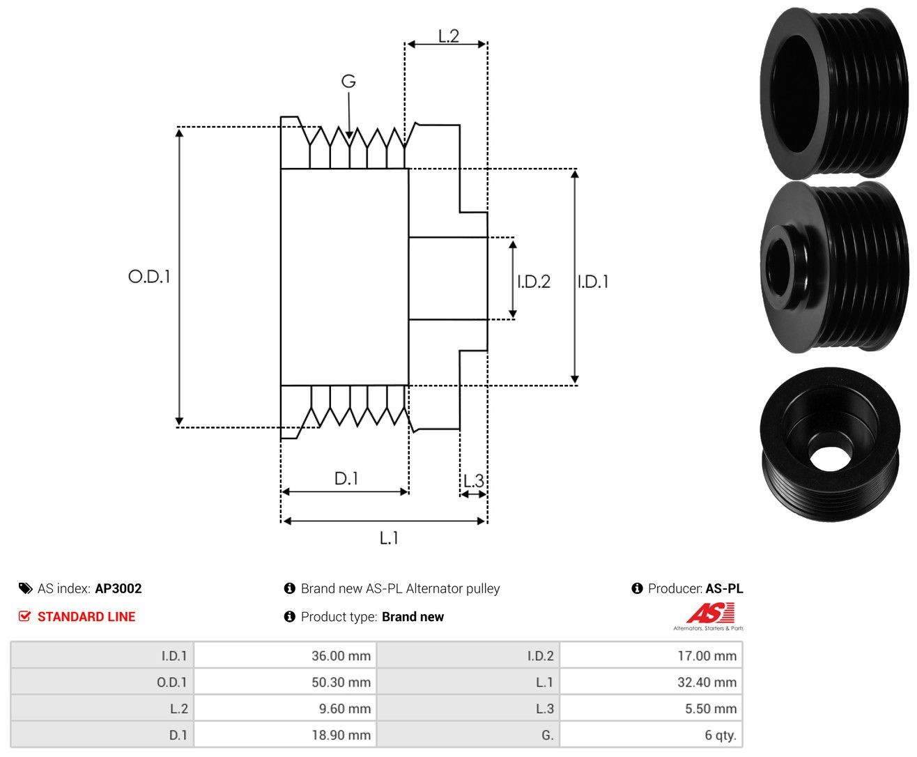 Koło pasowe alternatora do Opel Frontera B 6B