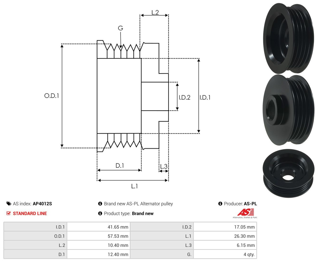 Koło pasowe alternatora Smart FORTWO coupe (450) (2004 - 2007) cena, od 8,48 USD