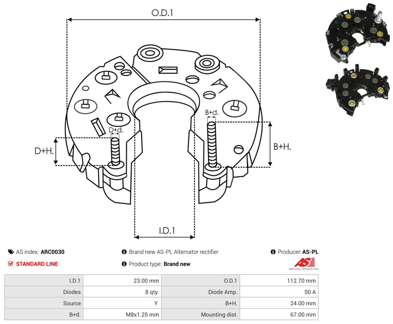 Do koszyka Mostek prostowniczy alternatora = Moster diodowy alternatora Volkswagen Polo III 6N1