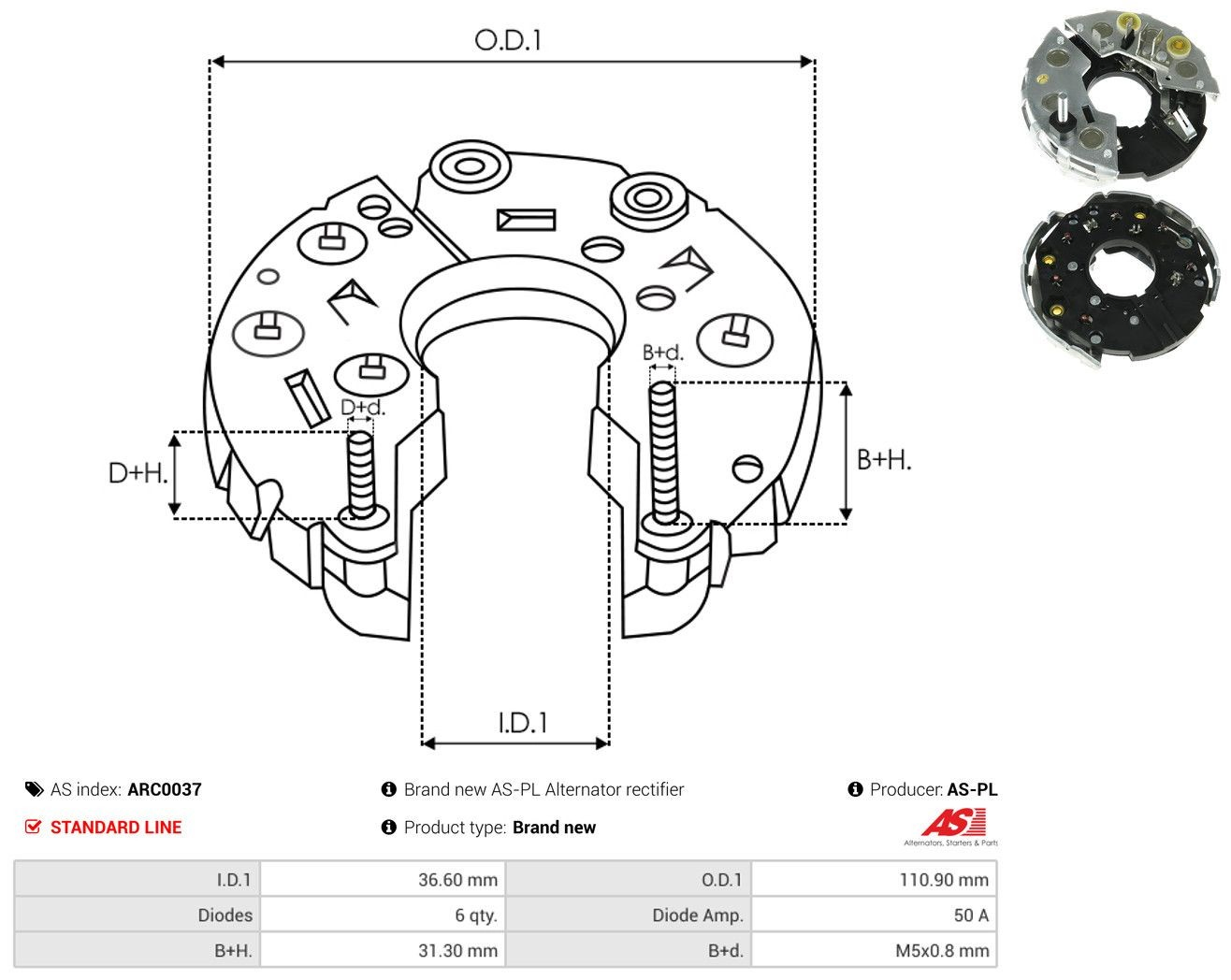 Mostek prostowniczy alternatora = Moster diodowy alternatora do Ford Fiesta Mk4 JAS, JBS