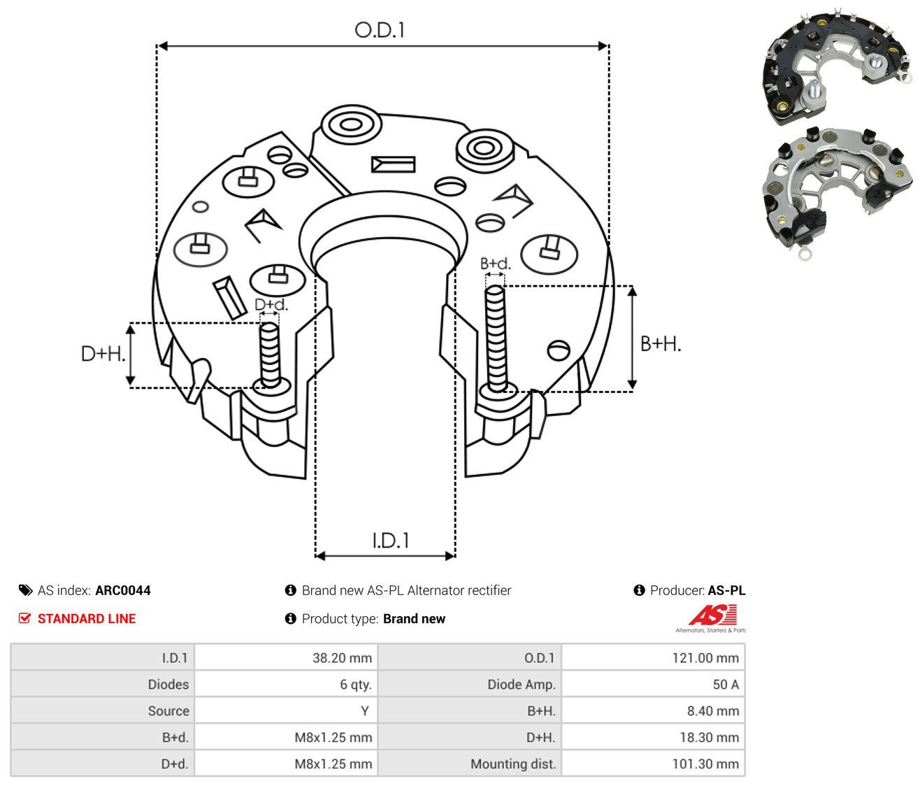 Mostek prostowniczy alternatora = Moster diodowy alternatora do Opel Frontera B 6B