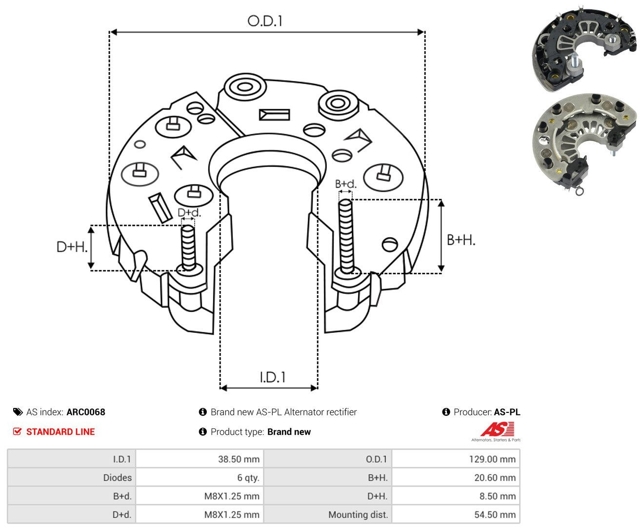 Mostek prostowniczy alternatora = Moster diodowy alternatora do DAF 95 XF I 