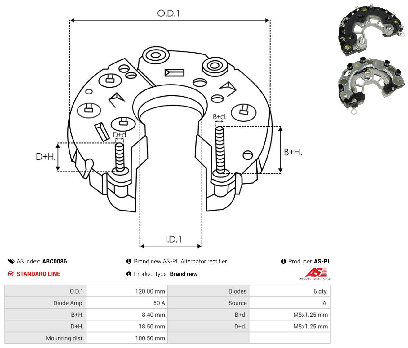 Do koszyka Mostek prostowniczy alternatora = Moster diodowy alternatora Opel Agila A H00