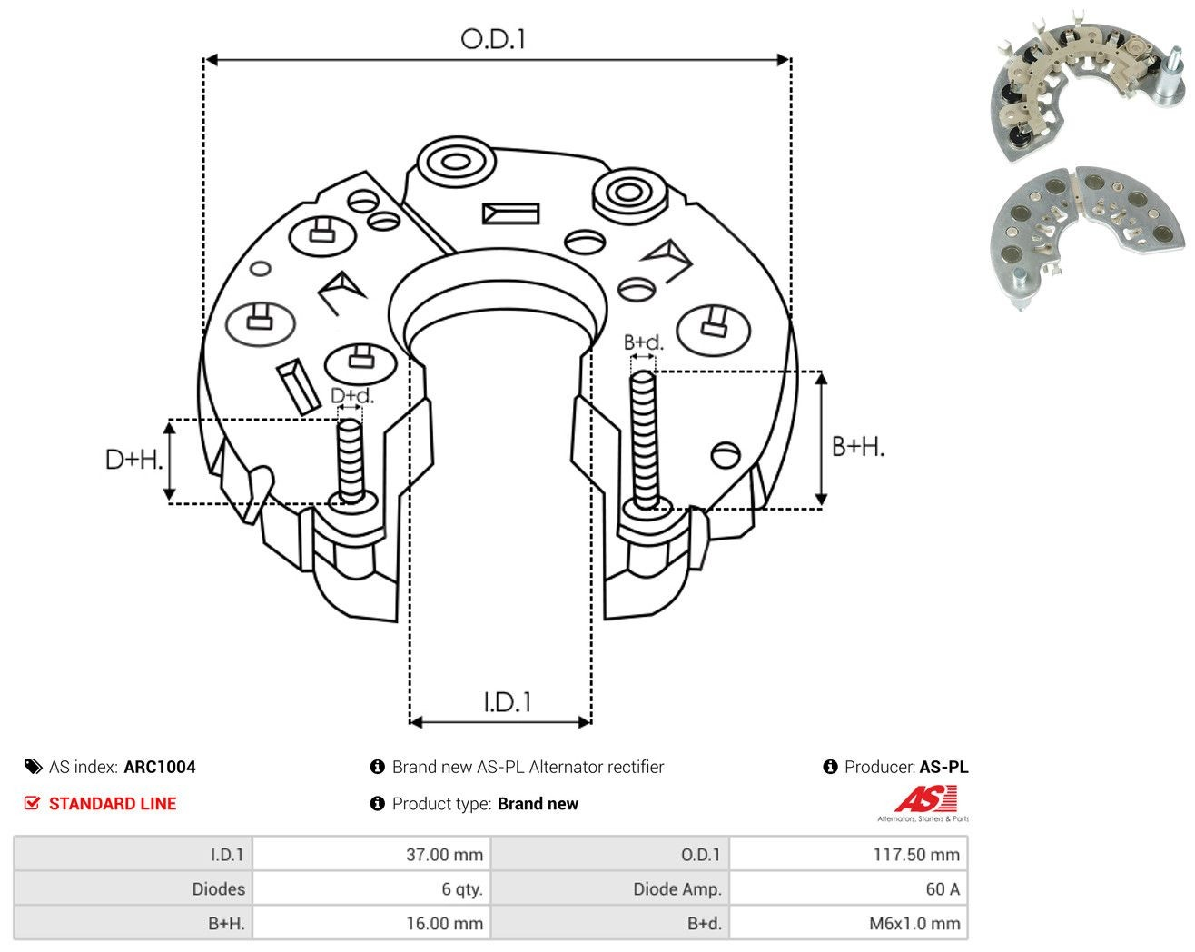 Mostek prostowniczy alternatora = Moster diodowy alternatora do Cadillac Escalade II GMT 800