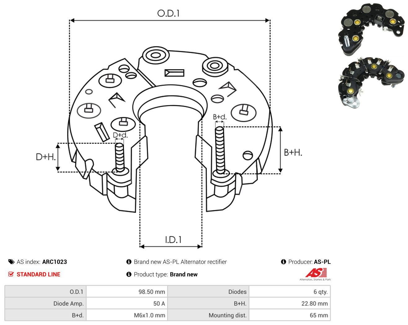 Mostek prostowniczy alternatora = Moster diodowy alternatora Daewoo Matiz hatchback (KLYA) (1998 - 2008) cena, od 25,63 USD