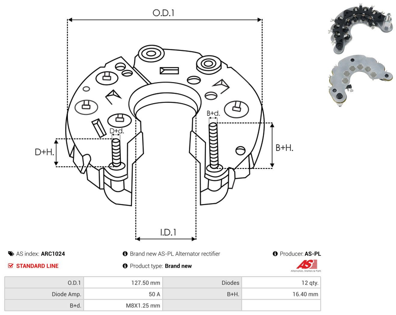 Mostek prostowniczy alternatora = Moster diodowy alternatora Volkswagen Touareg I SUV (7LA, 7L6, 7L7) (2002 - 2010) cena, od 43,63 USD