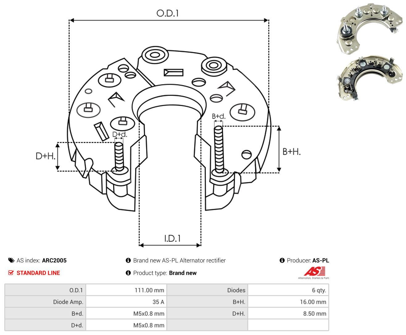 REC665 Unipoint Mostek prostowniczy alternatora = Moster diodowy alternatora