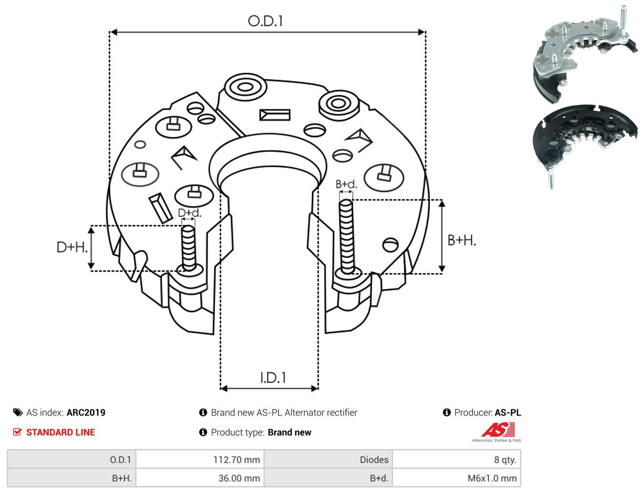 Do koszyka REC691 Unipoint Mostek prostowniczy alternatora = Moster diodowy alternatora