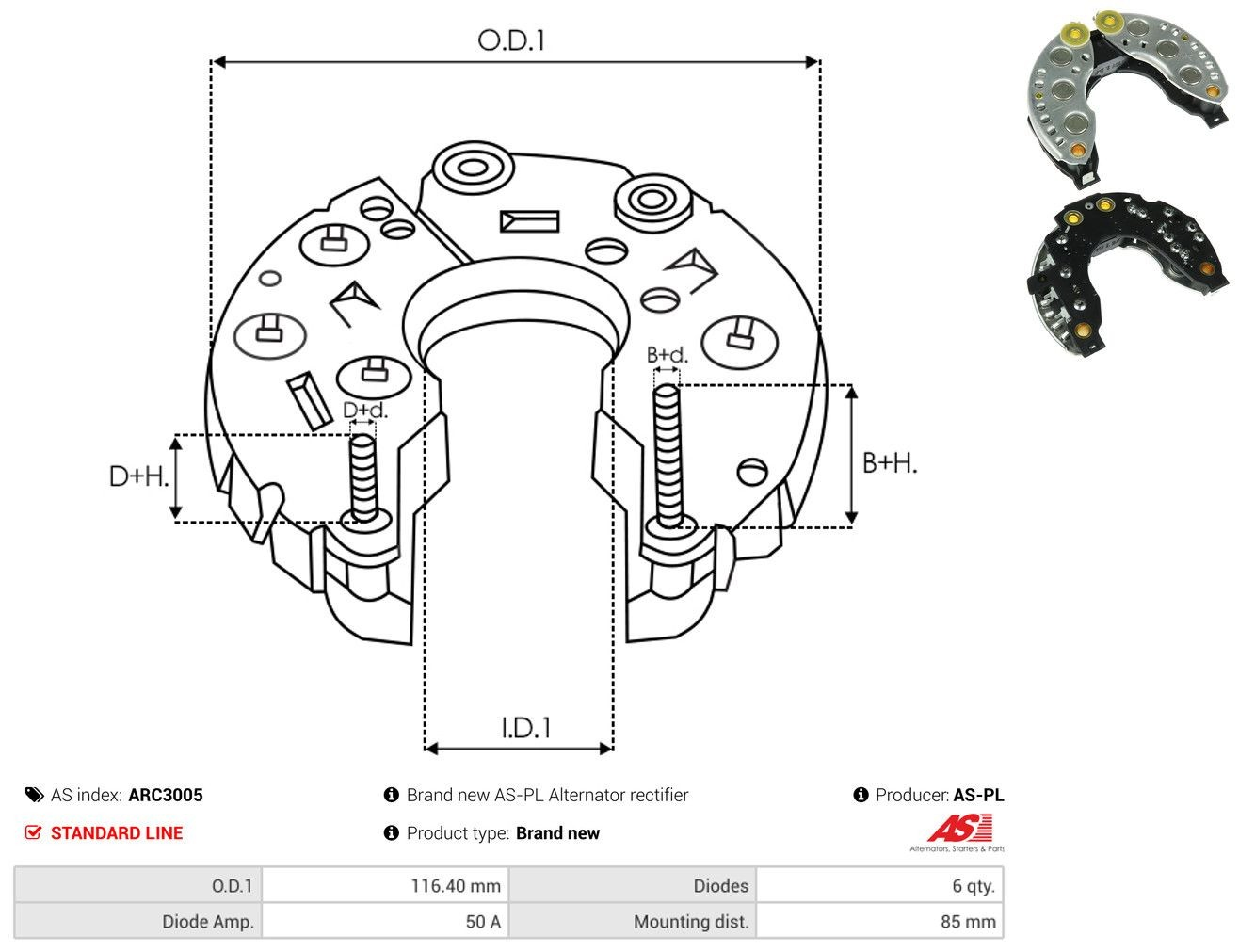 Do koszyka Mostek prostowniczy alternatora = Moster diodowy alternatora Volvo 440 K 445
