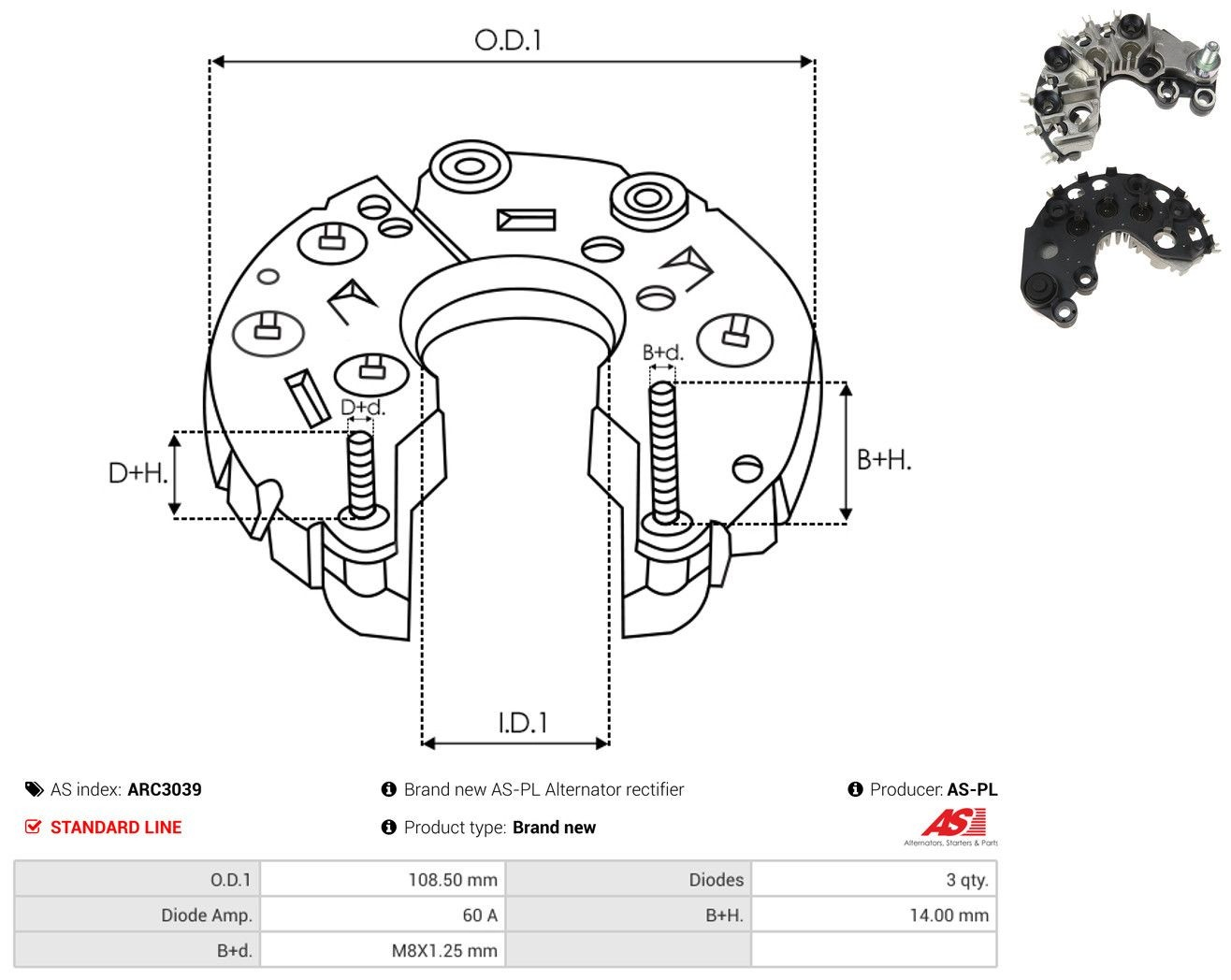  Mostek prostowniczy alternatora = Moster diodowy alternatora Audi A2 