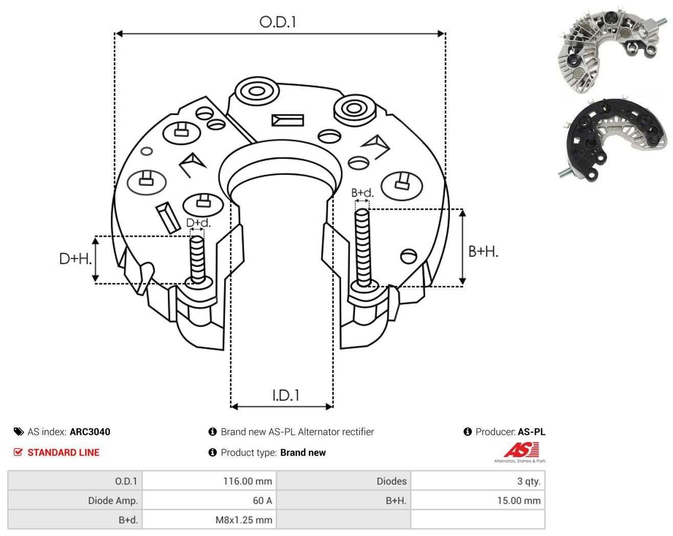 Do koszyka Mostek prostowniczy alternatora = Moster diodowy alternatora Peugeot Expert  VF3