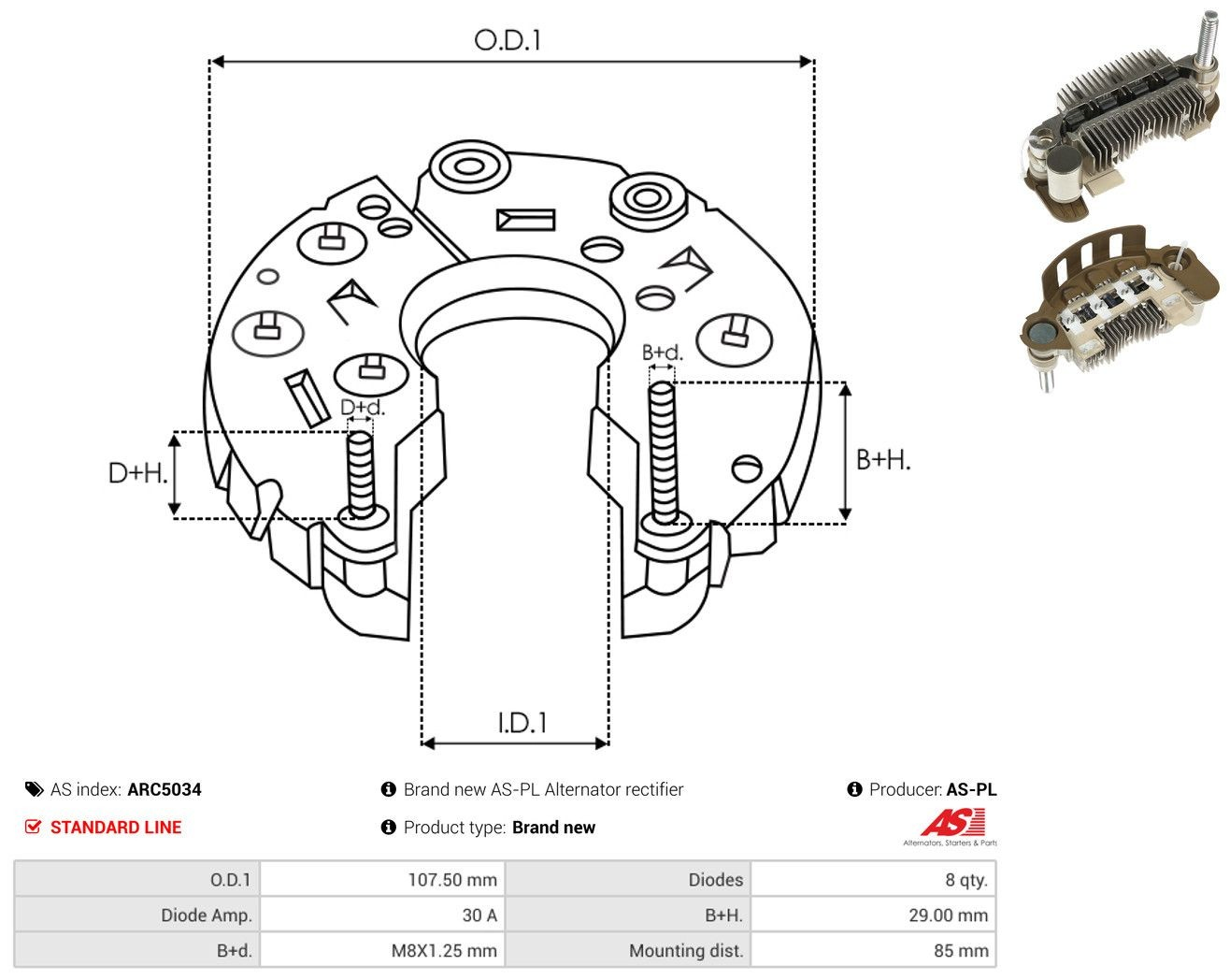 Do koszyka Mostek prostowniczy alternatora = Moster diodowy alternatora Mitsubishi Space Wagon III N8, N9