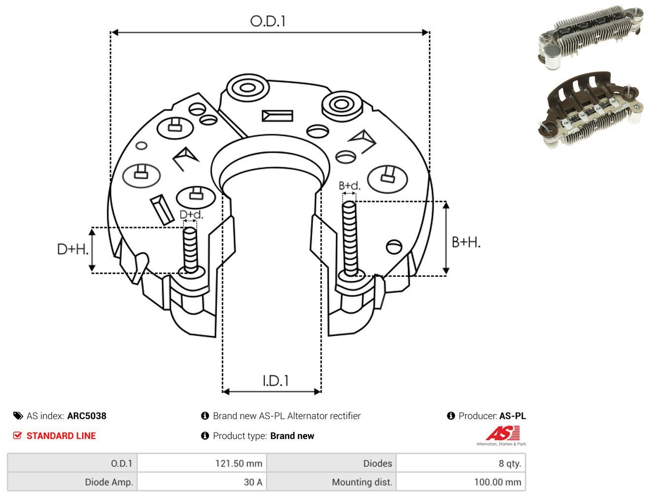  Mostek prostowniczy alternatora = Moster diodowy alternatora Hyundai Galloper 