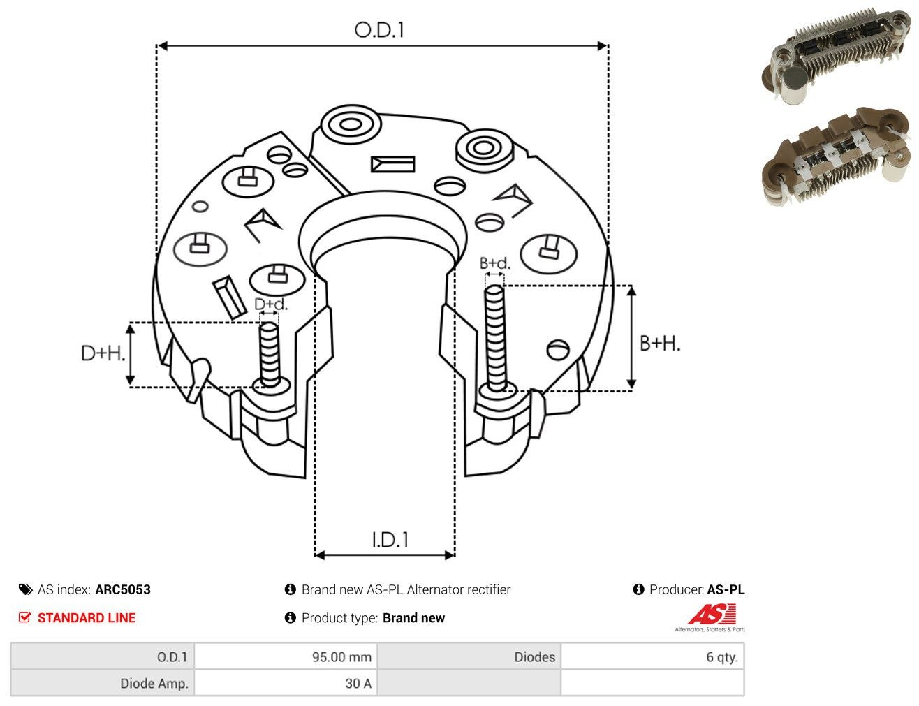 Mostek prostowniczy alternatora = Moster diodowy alternatora do Hyundai H100  P