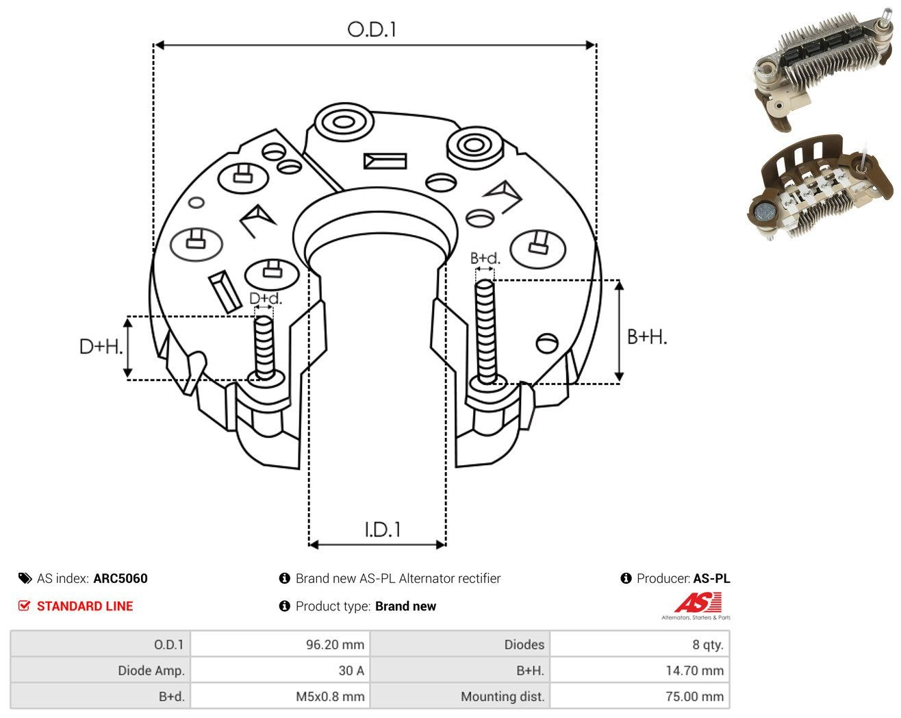  Mostek prostowniczy alternatora = Moster diodowy alternatora Mazda 2 1