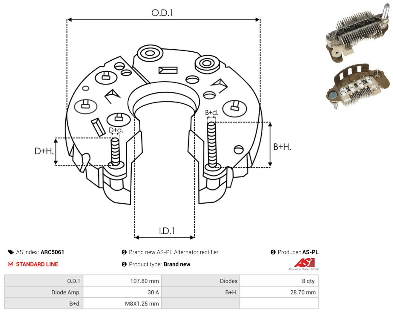 Mostek prostowniczy alternatora = Moster diodowy alternatora Renault Clio SYMBOL