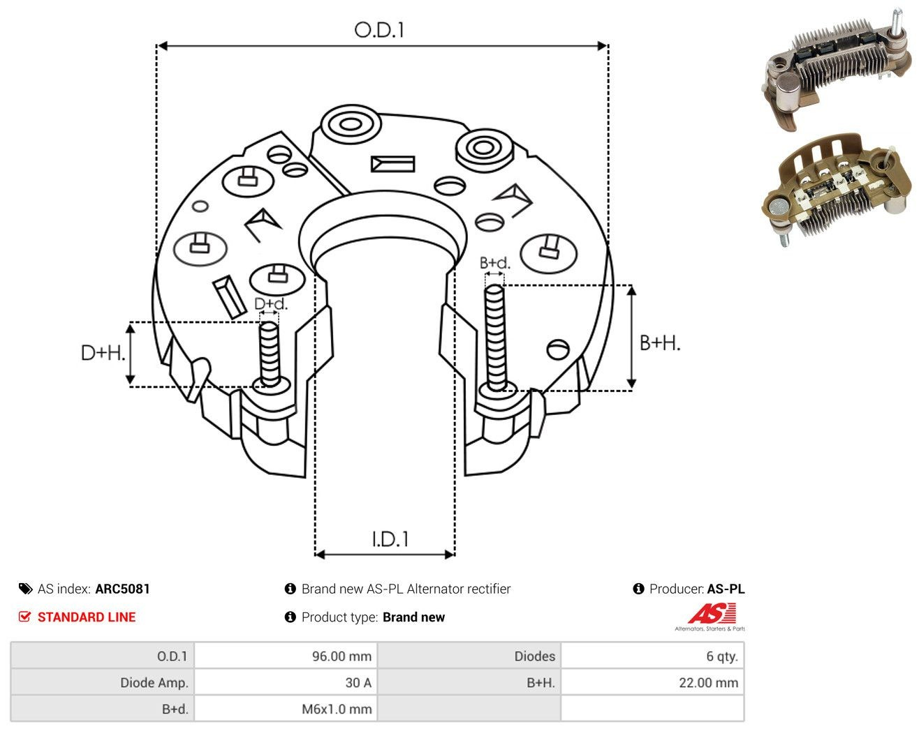 Mostek prostowniczy alternatora = Moster diodowy alternatora KIA Avella DELTA