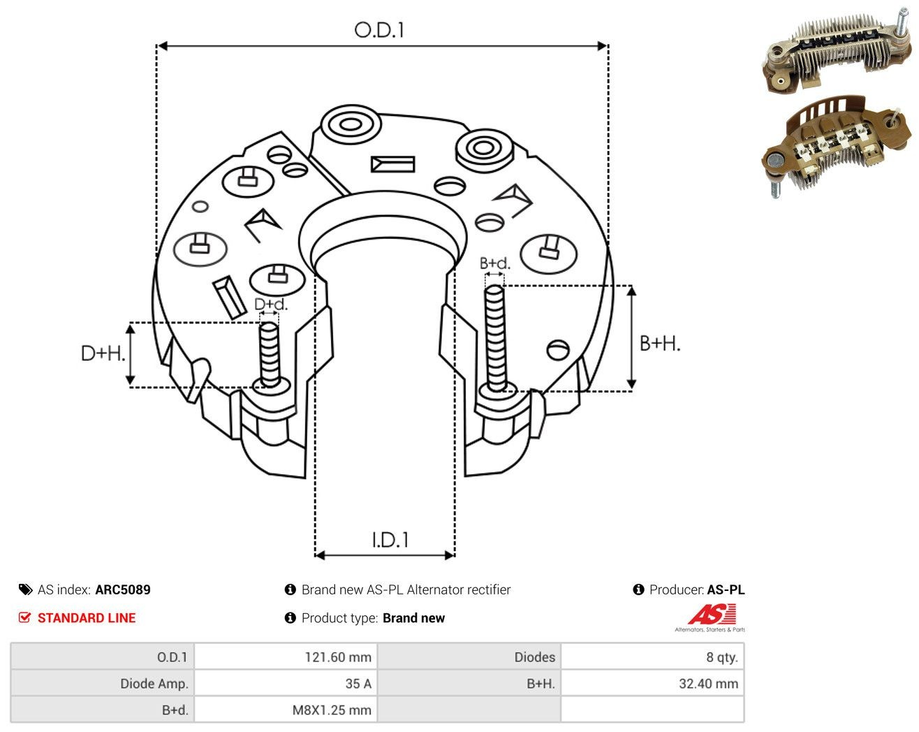  Mostek prostowniczy alternatora = Moster diodowy alternatora Mazda 6 