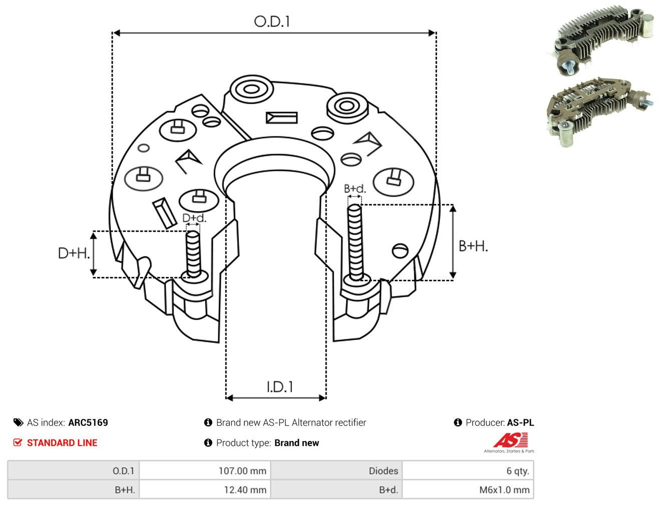 Do koszyka Mostek prostowniczy alternatora = Moster diodowy alternatora KIA Rio I DC