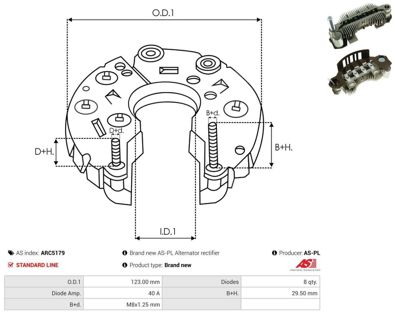 Do koszyka Mostek prostowniczy alternatora = Moster diodowy alternatora Hyundai H-1 STAREX Starex 