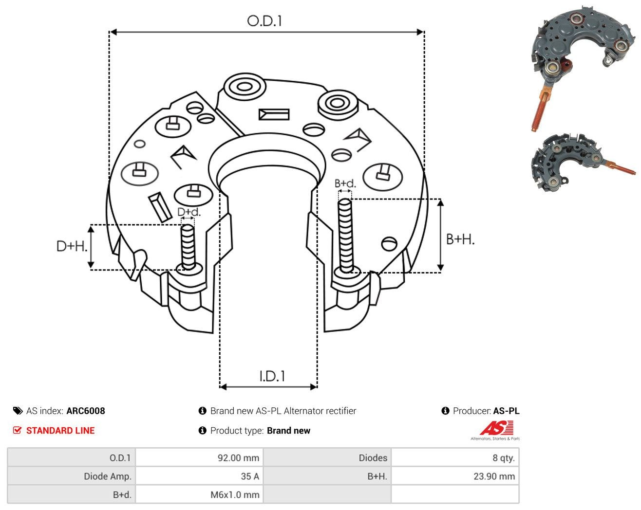 Mostek prostowniczy alternatora = Moster diodowy alternatora do Suzuki Swift II AH, AJ