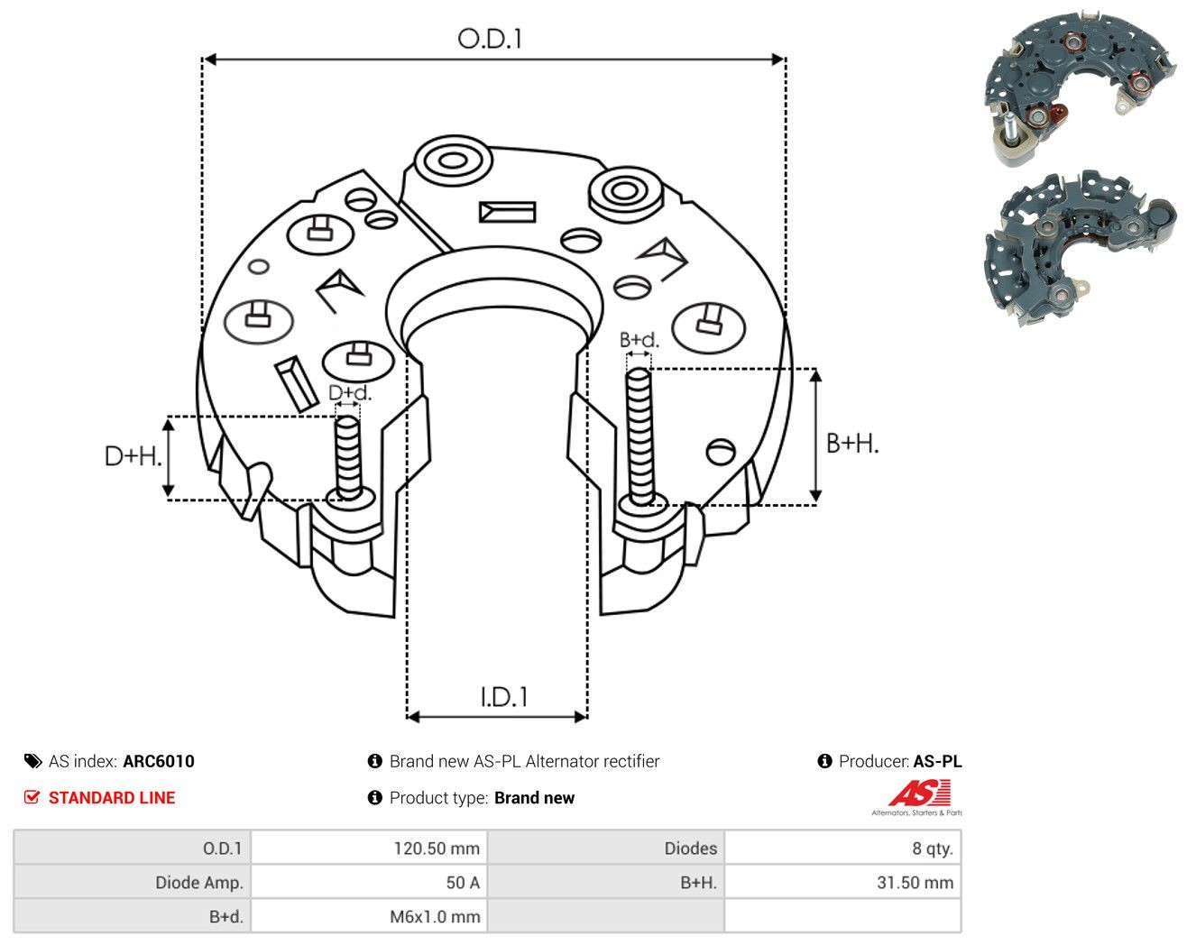 Mostek prostowniczy alternatora = Moster diodowy alternatora do Chrysler Voyager II GS 