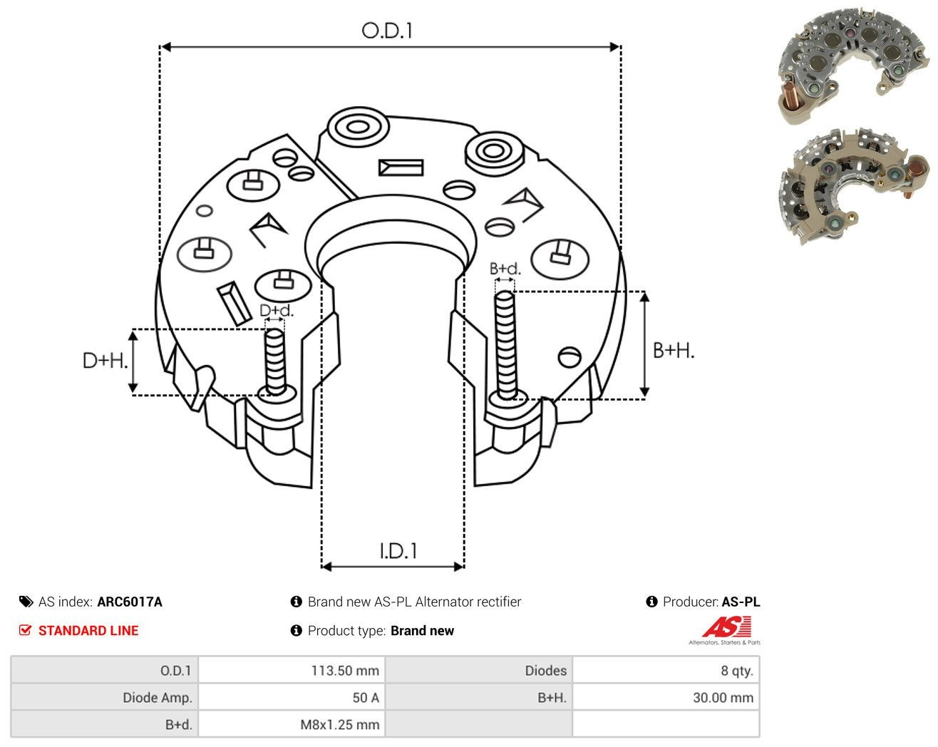 Do koszyka Mostek prostowniczy alternatora = Moster diodowy alternatora Hyundai Veracruz  