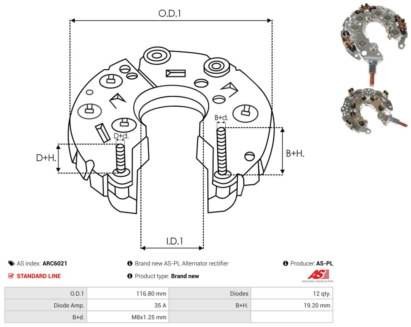 Mostek prostowniczy alternatora = Moster diodowy alternatora Land Rover Discovery III