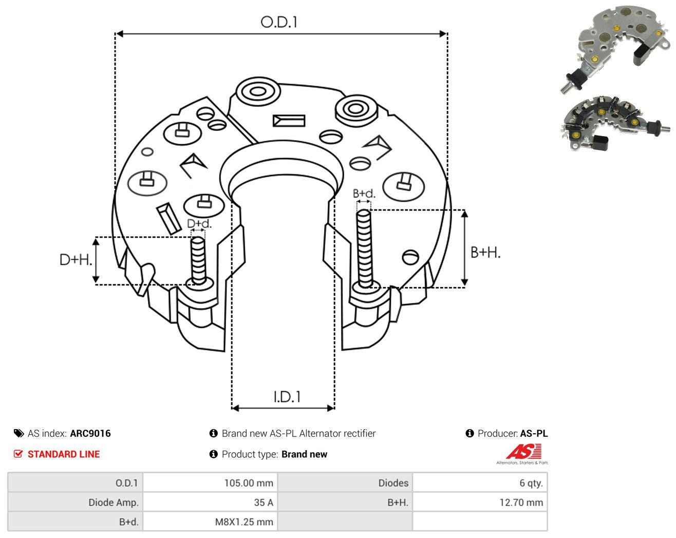 Mostek prostowniczy alternatora = Moster diodowy alternatora do Daewoo Leganza  KLAV