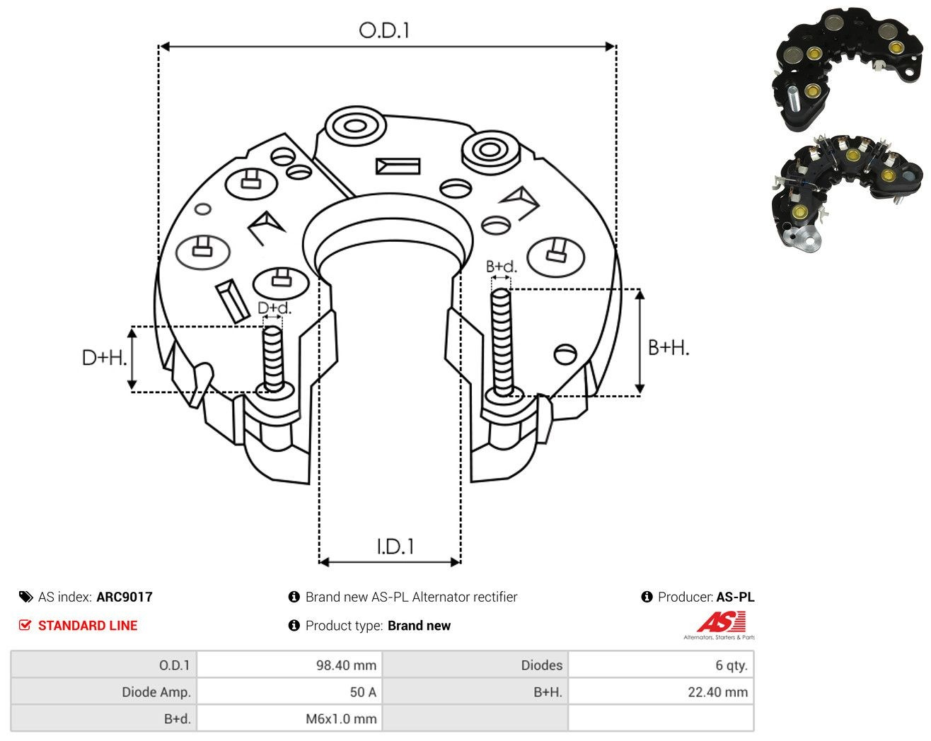 Do koszyka Mostek prostowniczy alternatora = Moster diodowy alternatora Chevrolet Spark (Matiz)  M200, M250