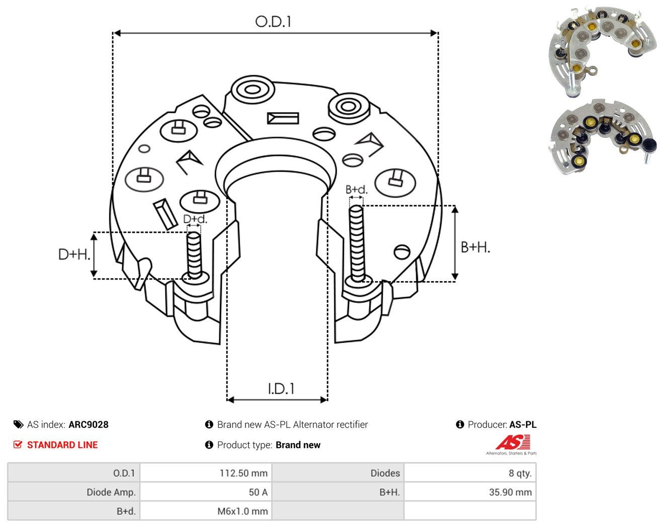 Do koszyka Mostek prostowniczy alternatora = Moster diodowy alternatora Ford Connect TOURNEO PU2