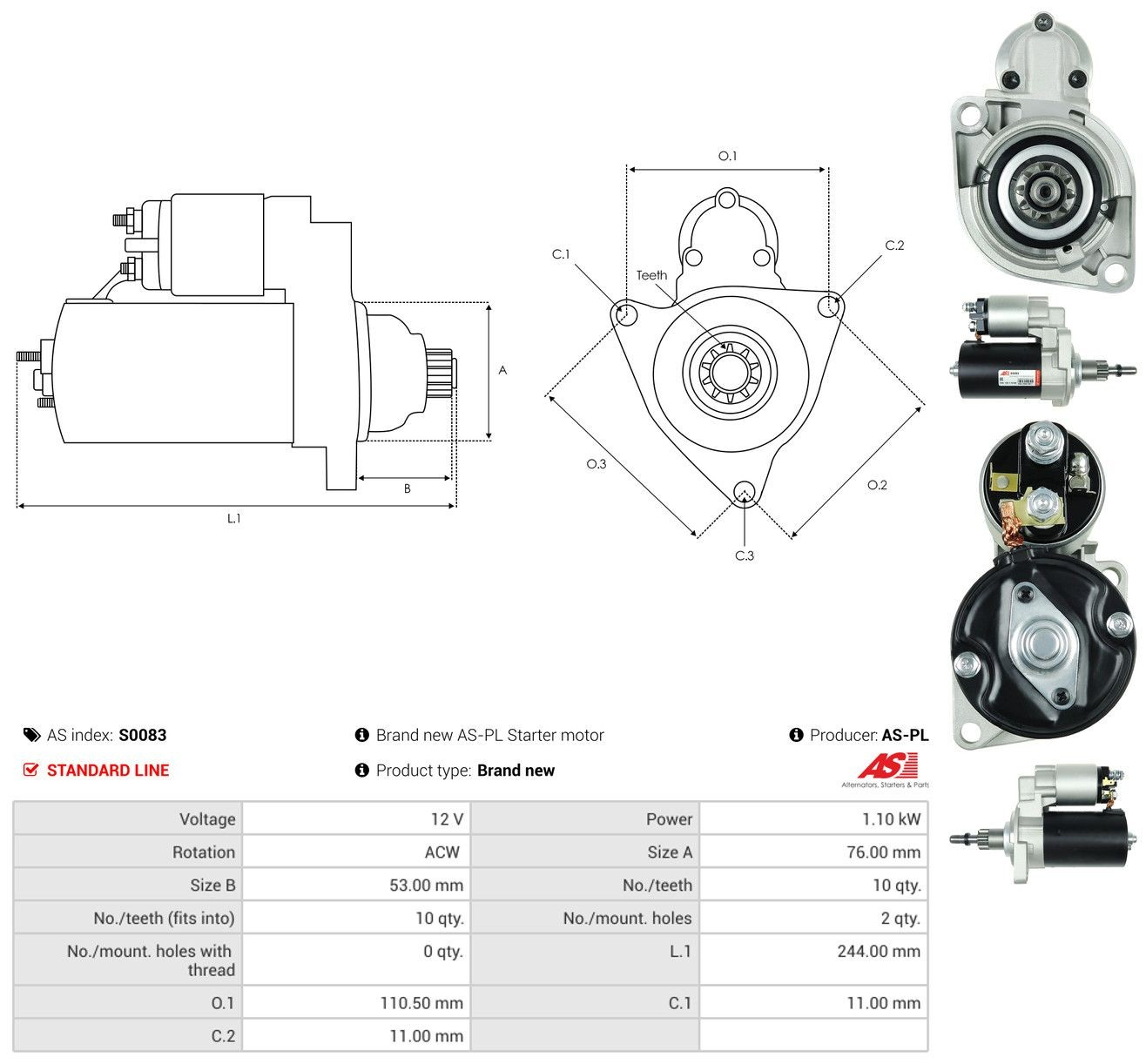 Rozrusznik As-pl S0083 cena, od 64,56 USD