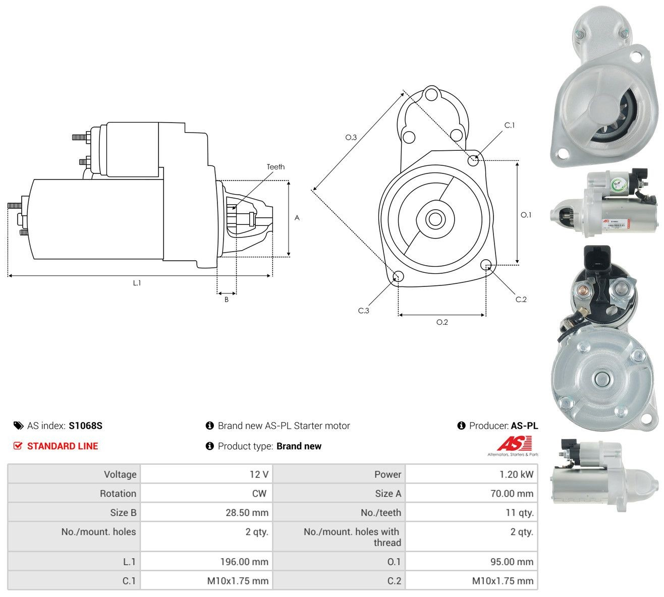 Rozrusznik As-pl S1068S cena, od 112,07 USD