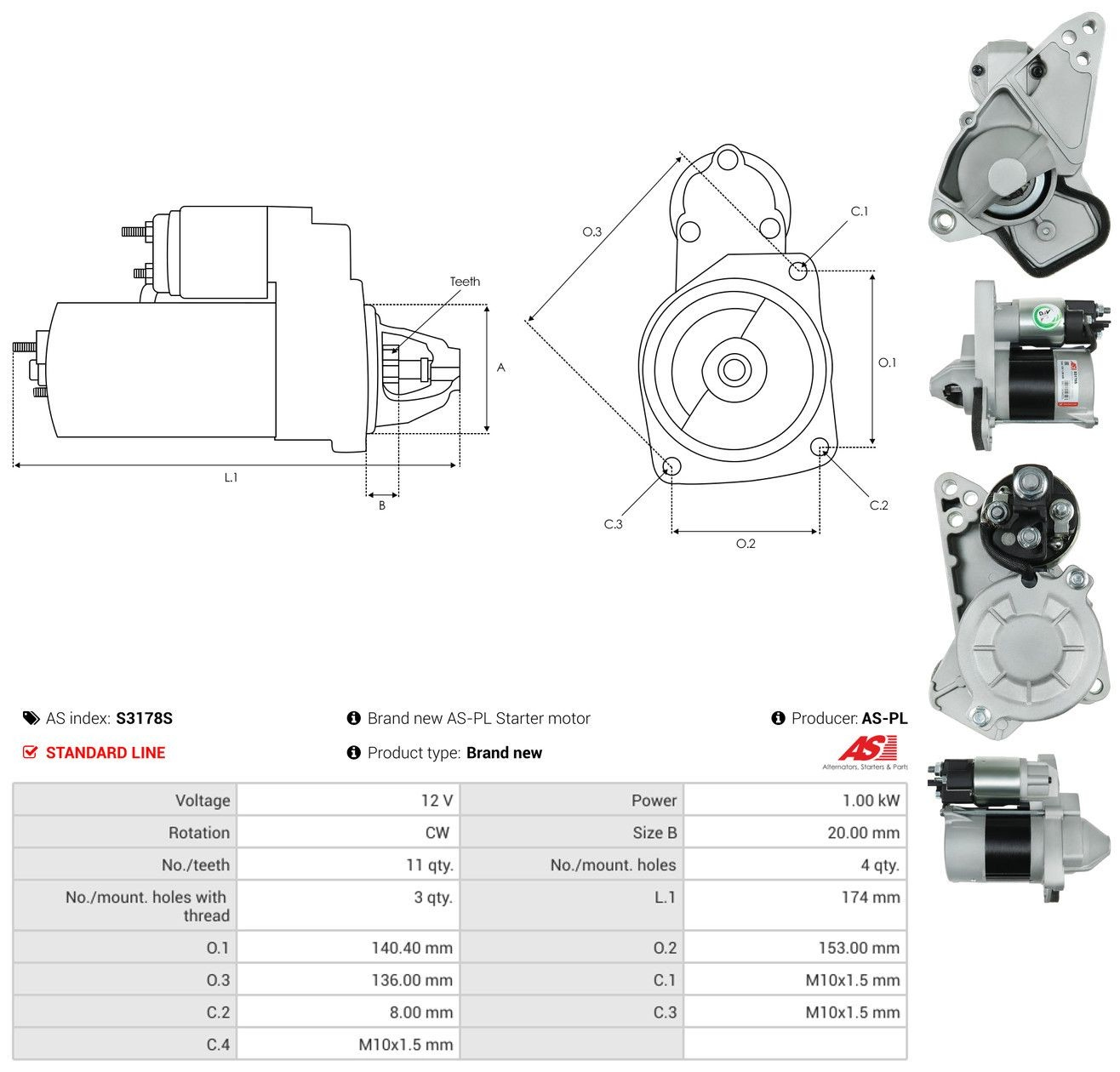 Rozrusznik As-pl S3178S cena, od 56,28 USD