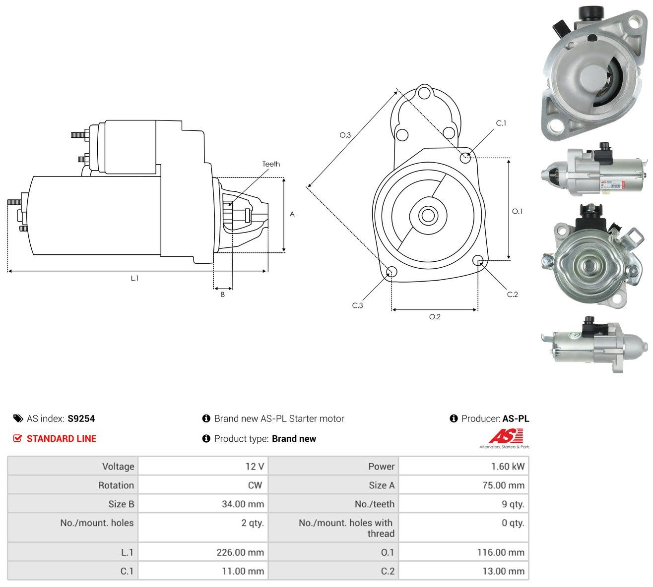Rozrusznik As-pl S9254 cena, od 140,40 USD