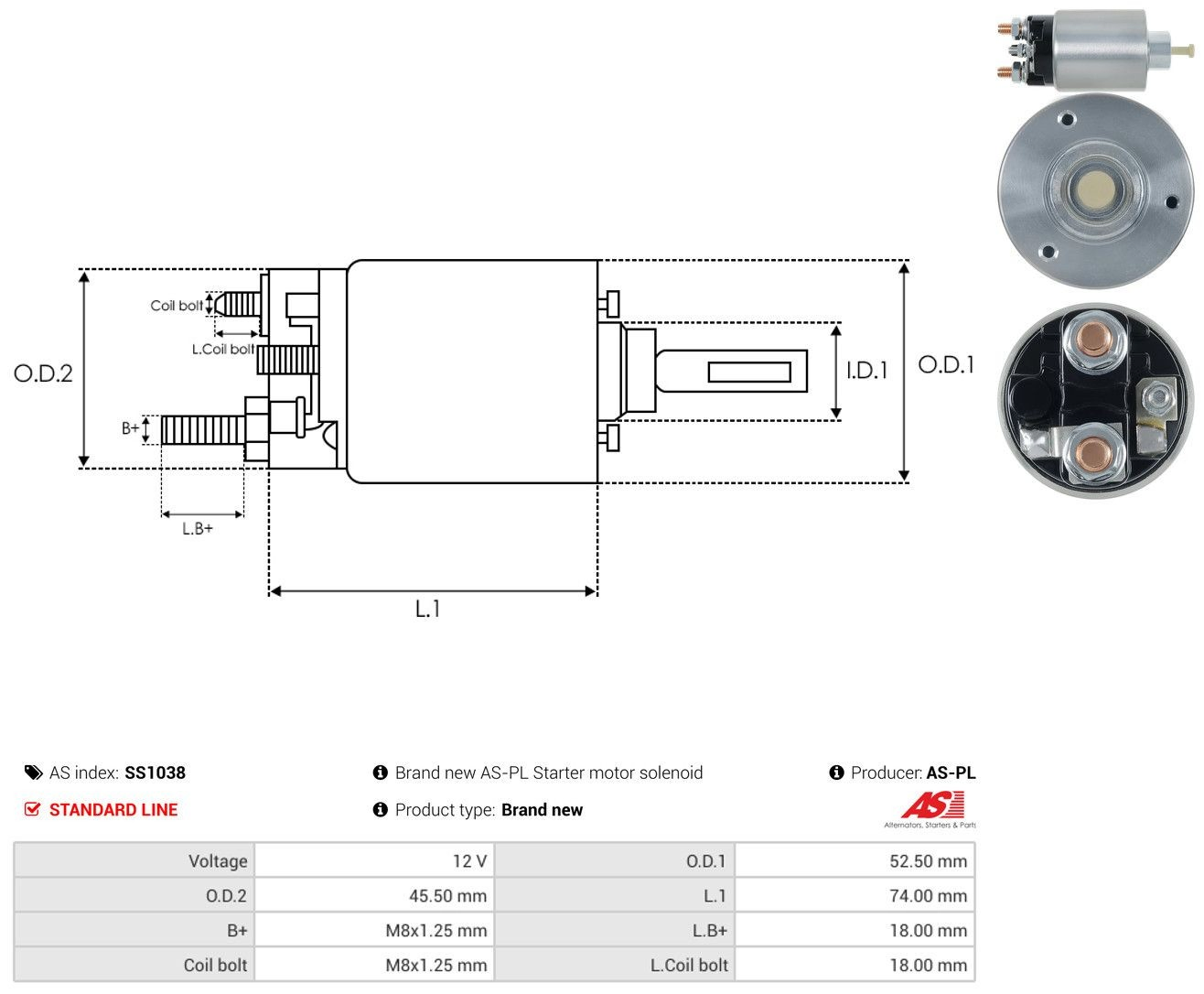 Elektromagnes rozrusznika As-pl SS1038 cena, od 30,80 USD