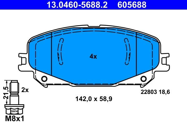 Do koszyka MQ005728 Mitsubishi Klocki hamulcowe przednie tarczowe