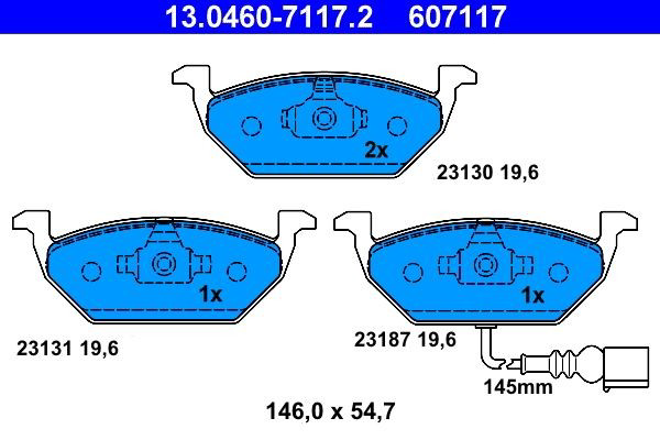 Klocki hamulcowe przednie tarczowe ATE 13046071172 cena, od 26,62 USD