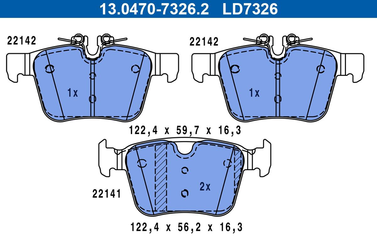 Okładziny (klocki) do hamulców tarczowych tylne ATE 13047073262 cena, od 31,75 USD
