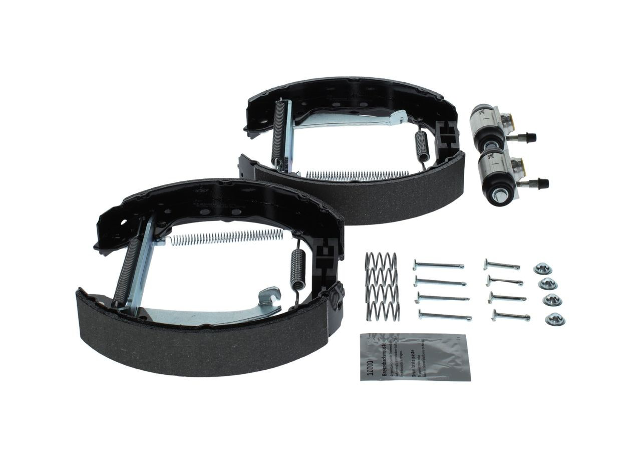 0204114634 Bosch Klocki hamulcowe tylne bębnowe, kompletne z cylindrami, zestaw