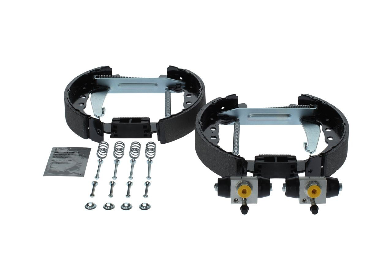 Klocki hamulcowe tylne bębnowe, kompletne z cylindrami, zestaw Bosch 0204114634