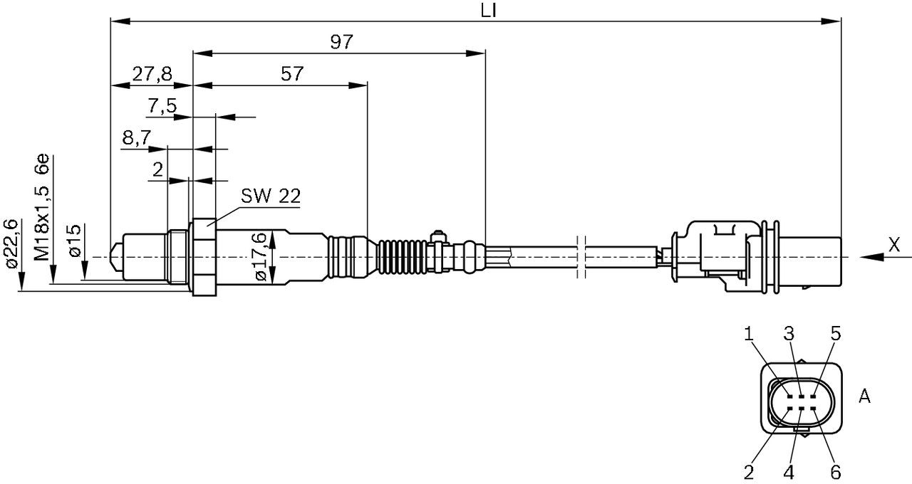 Sonda lambda czujnik tlenu przed katalizatorem 0258017025 Bosch