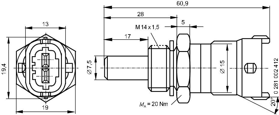 Czujnik temperatury płynu chłodzącego Bosch 0281002412