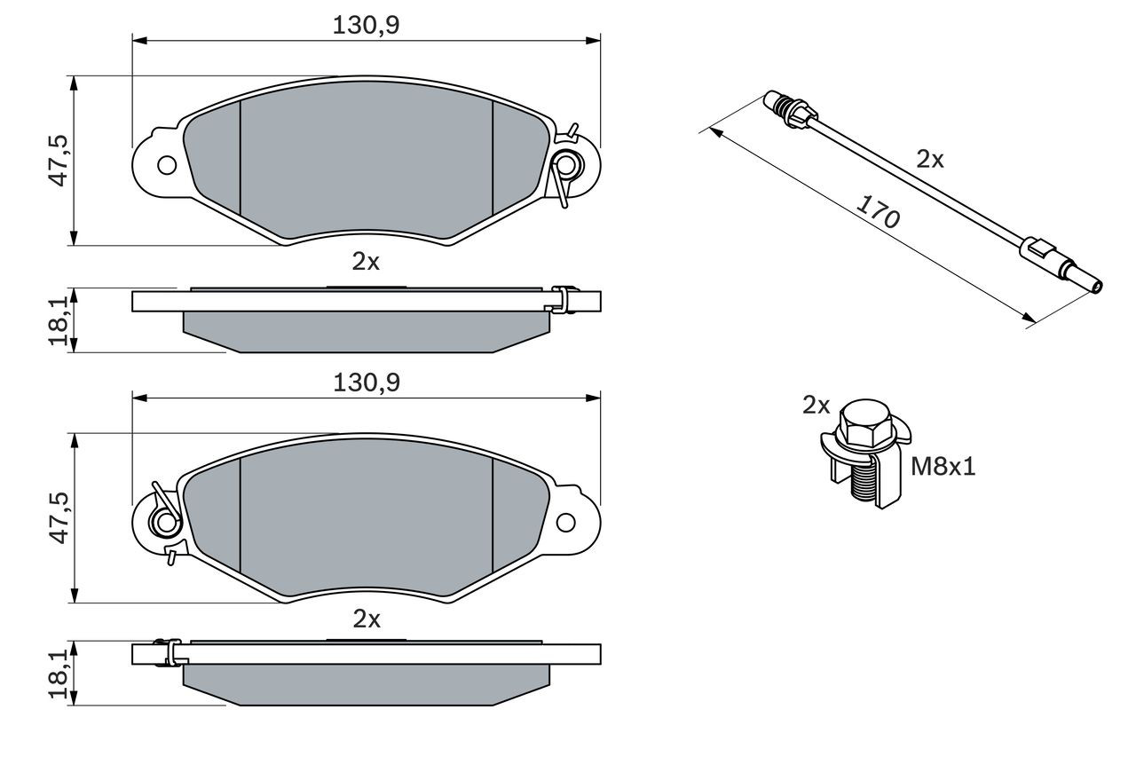 Do koszyka 0986424455 Bosch Klocki hamulcowe przednie tarczowe