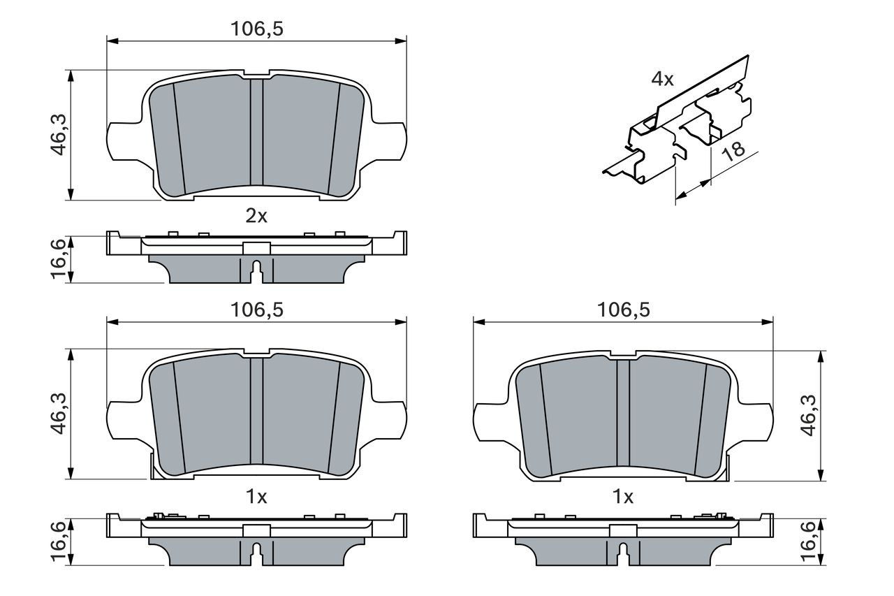 Okładziny (klocki) do hamulców tarczowych tylne 0986424839 Bosch
