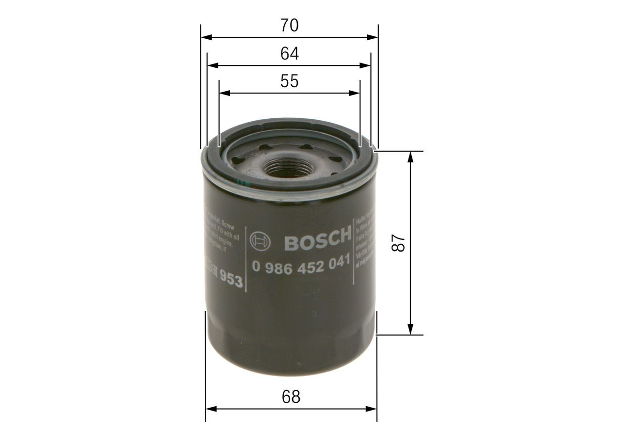 Do koszyka 0986452041 Bosch Filtr oleju