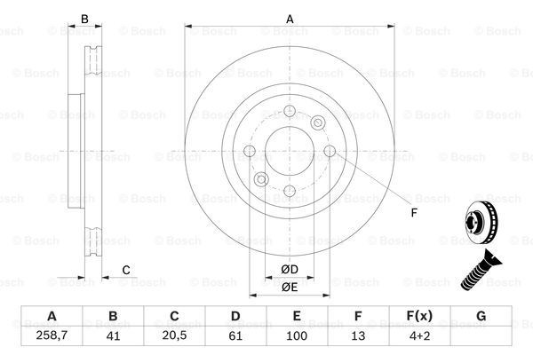 Do koszyka 0986478124 Bosch Tarcza hamulcowa przednia