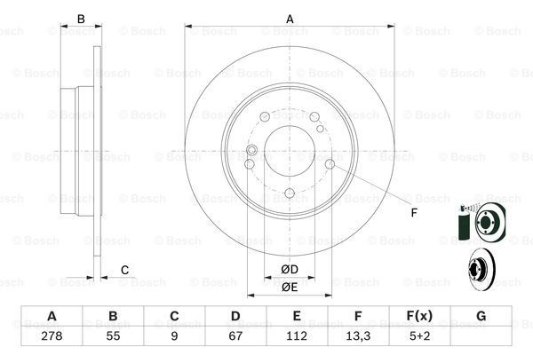 0986478325 Bosch Tarcza hamulcowa tylna