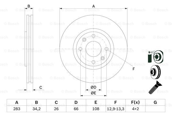 0986478979 Bosch Tarcza hamulcowa przednia